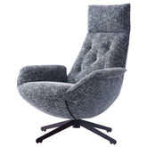 Arezzo Lounge Chair upholstered in premium cotton and linen blend fabric with high rebound sponge cushioning, carbon steel legs, and swivel base, offering modern comfort and versatile seating.